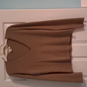 Michael Kors Cashmere Deep V-neck Sweater Tan L